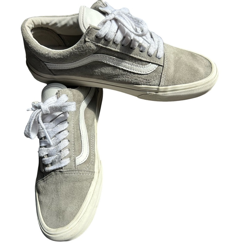 Gray Vans Suede Canvas Classic sneakers with white stripe lace up - Picture 3 of 7